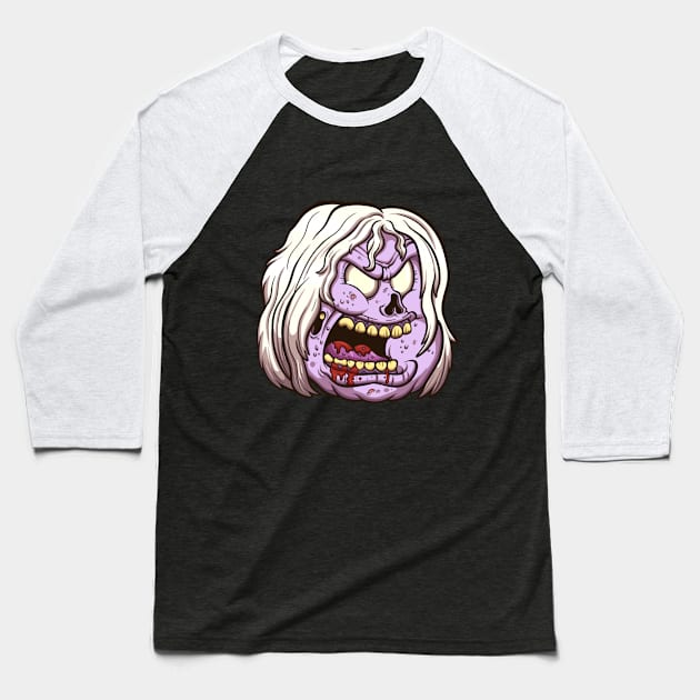 Female Zombie Head Baseball T-Shirt by TheMaskedTooner